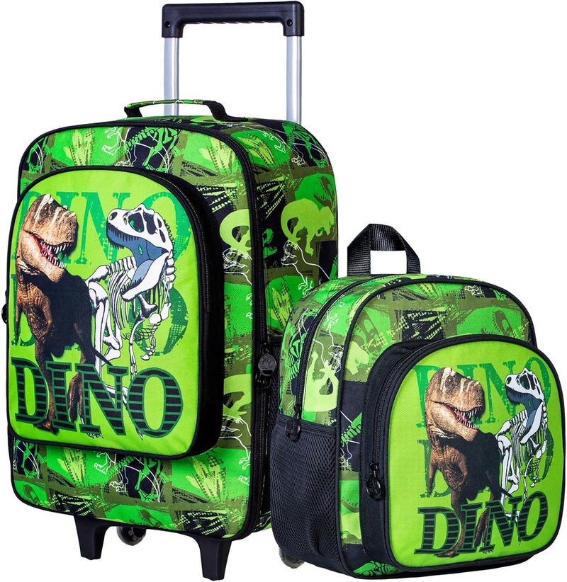 WZLVO Kids Luggage for Boys and Girls, Cute Dinosaur Unicorn Rolling Wheels Suitcase for Toddler Children - Image 1
